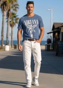 NIRVANA Levis White 1 Levi’s Men’s 505 Original Export Loose Fit Baggy Jeans