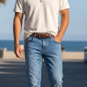 Rookies Light Blue Mid-Rise Slim Straight Fit Stretch Jeans